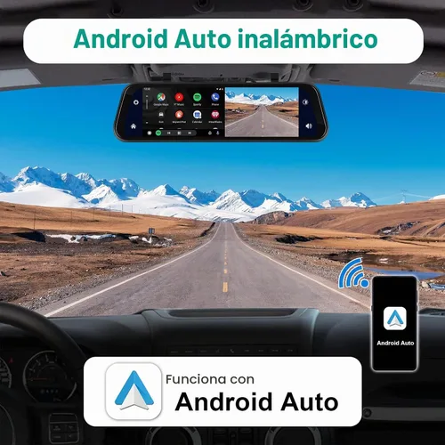 Vista 3 de Cámara de respaldo con espejo retrovisor de 2.5 K, cámara de respaldo inteligente en espejo de 9.66 pulgadas, pantalla táctil IPS frontal y trasera