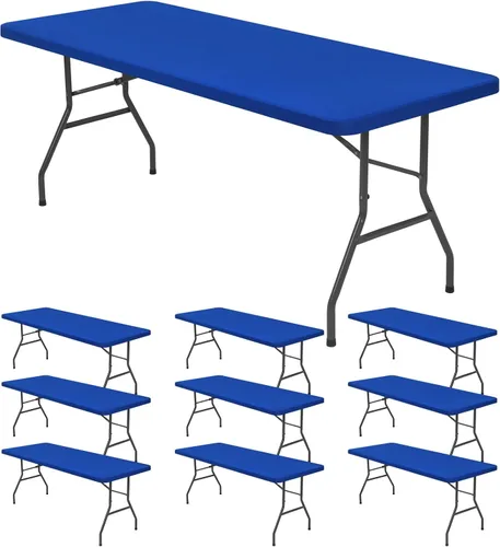 Vista 28 de 6 Pack de Manteles Ajustados para Mesas Rectangulares de 8 Pies, Cubierta de Mesa Aqua Azul Elástica para Picnic al Aire Libre, Paños de Mesa