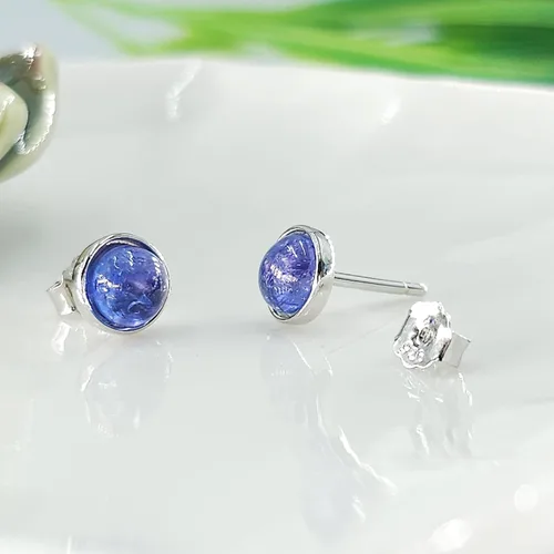 Vista 109 de Pendientes naturales de 0.236 in con chapado en oro blanco sobre plata de ley, bisel cabujón de piedras preciosas regalo de joyería para ella