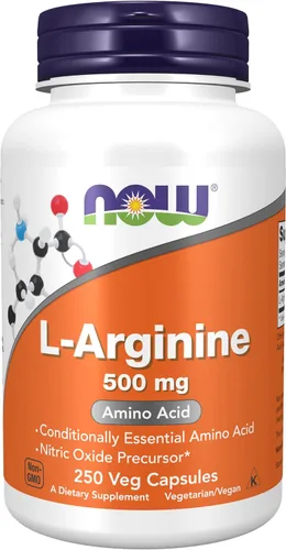 Vista 9 de NOW Suplementos, L-Arginina 500 mg, Precursor de Óxido Nítrico*, Aminoácido, 100 Cápsulas Vegetales