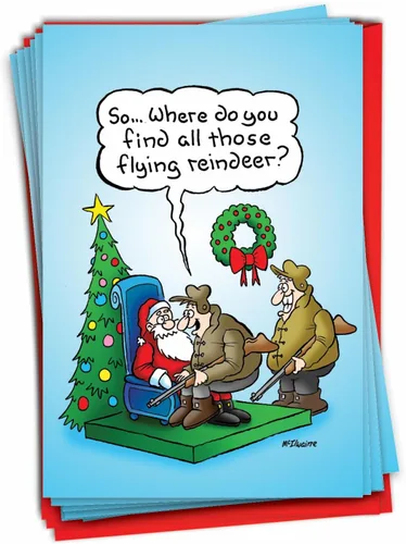 Vista 12 de NobleWorks - Caja de 12 tarjetas de Navidad divertidas - Humor de dibujos animados para adultos, juego a granel de tarjetas de felicitación