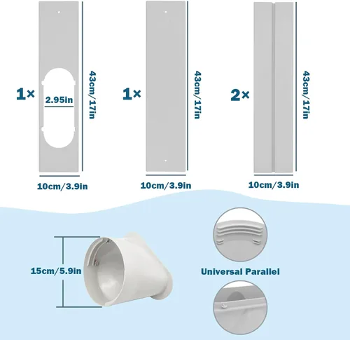 Vista 2 de Kit de ventilación de aire acondicionado portátil, manguera de escape de 5.9 pulgadas de diámetro y 59 pulgadas de longitud, panel de sellado de CA