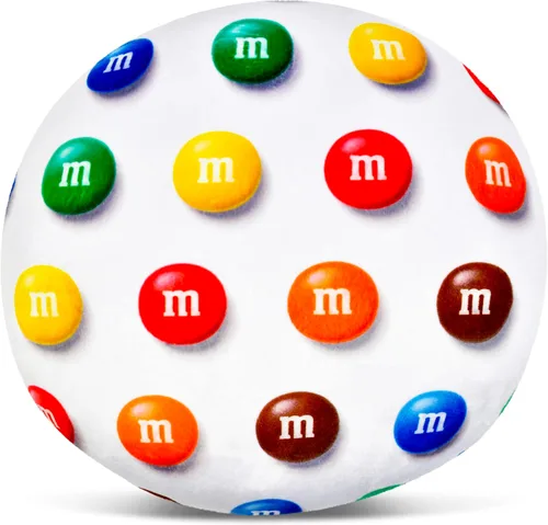 Vista 4 de iscream M&M's - Almohada redonda de doble cara de forro polar de 10.75 pulgadas, color azul