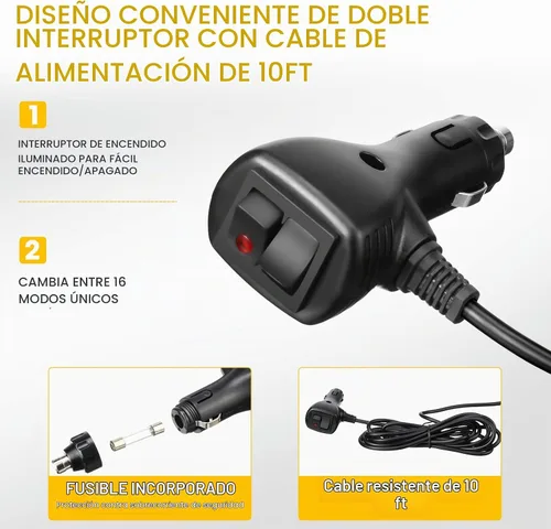 Vista 5 de Leelosp Paquete de 3 mini barras de luz estroboscópica para techo, 48 luces LED estroboscópicas de advertencia de base magnética, luz intermitente