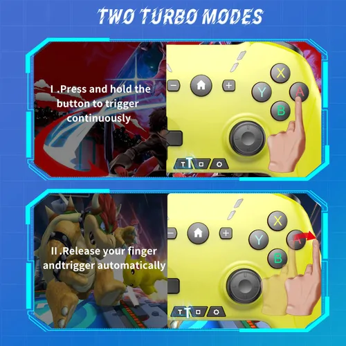 Vista 5 de Bluetooth Controller for SwitchMacPCSteamMobile PhoneiOSAndroidTViPadTableApple Arcade MFi Games, Switch Pro Controller Wireless with Adjustable