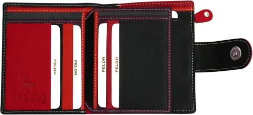 Vista 9 de Cartera de piel auténtica RFID para mujer, multicolor, 10 ranuras para tarjetas