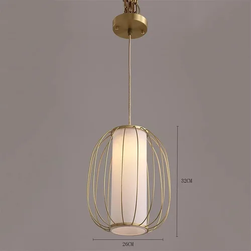 Vista 4 de Genérico Araña moderna, Pendant Lights Single Head Japanese Style Light - Aisle Chandelier Study Copper Ceiling Fitting Fixtures Lighting V-intage