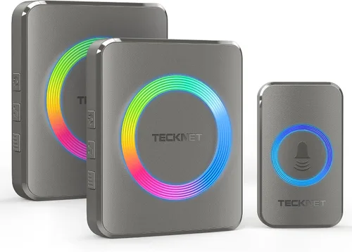 Vista 11 de TECKNET Timbre inalámbrico, timbre de puerta 0-120dB, alcance inalámbrico de 1300 pies, timbres para aulas resistentes al agua IP65, 60 sonidos