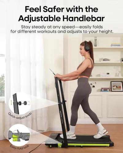 Vista 2 de Walking Pad Treadmill with Incline and Height Adjustable Handle Bar