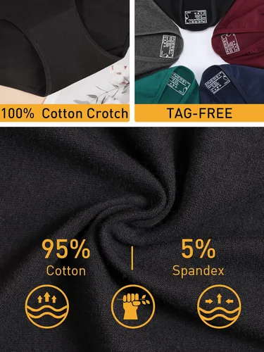 Vista 5 de INNERSY - Calzones de algodón con estilo hipster para mujer, disponible en tallas normales y tallas grandes, paquete de 6