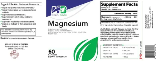 Vista 3 de Magnesio 60 Cápsulas Health Bloom Vitaminas y Minerales Cápsulas