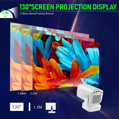 Vista 5 de Proyector portátil de enfoque automático, mini proyector con WiFi y Bluetooth nativo 1080P compatible con resolución 4K con BT5.4 WIFI6 300 ANSI