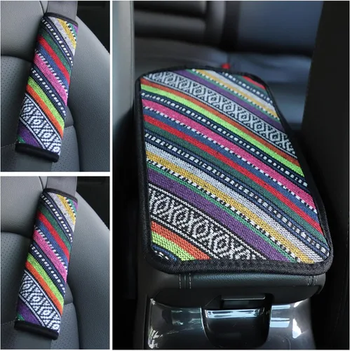 Vista 12 de Funda para consola central de automóvil, funda protectora universal para reposabrazos, estilo étnico, accesorios interiores para decoración