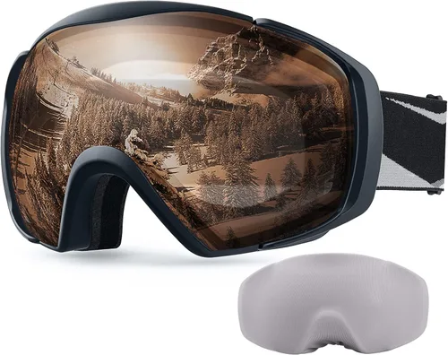 Vista 22 de OutdoorMaster - Gafas de esquí con cubierta, antivaho OTG para nieve/snowboard La cubierta integrada ayuda a proteger la lente, con ajuste OTG