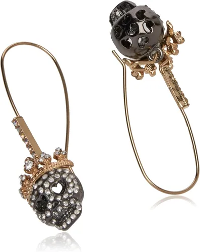 Vista 2 de Betsey Johnson Pendientes colgantes de calavera pavé, Metal y cristal