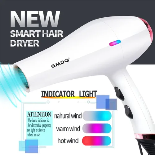 Vista 3 de 【Pantalla inteligente】Secador de pelo profesional 2000 iónico de alta potencia con motor de CA de secado rápido para cabello grueso 4C con accesorio