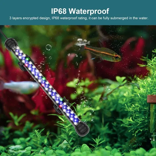 Vista 4 de SEAOURA Luz LED para acuario con temporizador, luz sumergible para plantas de acuario, luz de tanque de peces con encendido/apagado automático, 3