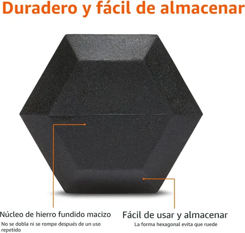 Vista 3 de Amazon Basics Rubber Hex Dumbbell Hand