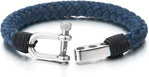 Vista 4 de COOLSTEELANDBEYOND Cuerda de algodón trenzada grande para hombre y mujer, acero inoxidable, tornillo náutico, anclaje, grillete