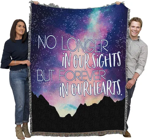 Vista 19 de Pure Country Weavers Manta con texto en inglés "I Am The Gentle Breeze Upon Your Face" con diseño de flores, para regalo de duelo y condolencia