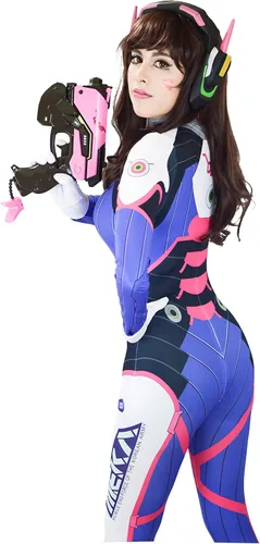 Vista 4 de DAZCOS DVa Traje de cuerpo completo para Cosplay o Disfraz Tamaño EE UU Azul