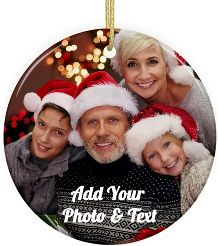 Vista 9 de Adorno de Navidad personalizado con foto, adornos de imagen personalizados para Navidad 2026, adorno colgante conmemorativo personalizado