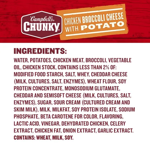 Vista 3 de Sopa Campbell’s Chunky, Sopa de Pollo con Brócoli y Queso, Lata de 18.8 Oz