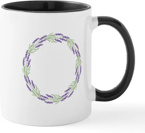 Vista 16 de CafePress Tazas de flores de lavanda 11 oz (11.0 fl oz) Taza de café de cerámica Blanco