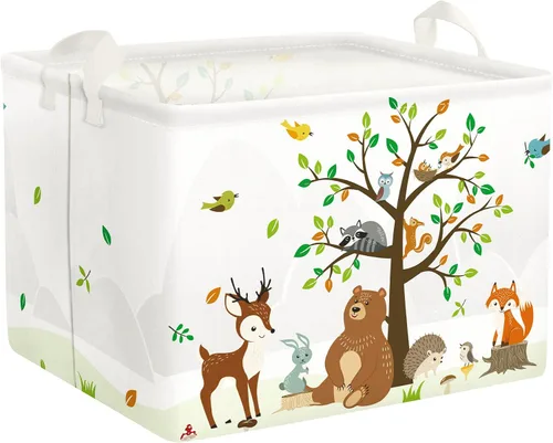 Vista 12 de Clastyle Woodland Nursery Animal Tree Baby Gift Storage Basket para habitación de niños Impermeable grande ropa sucia libro regalo juguete