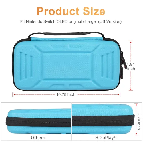 Vista 6 de HIGOPLAY Hard Carry Case Compatible with Nintendo Switch OLED Switch Model Protective Space Shell Travel Case Portable Storage Bag with 10 Game Card