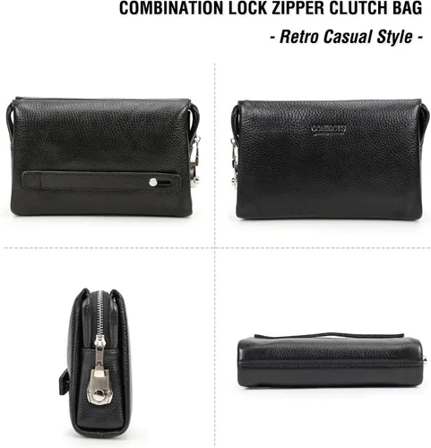 Vista 35 de Funda de piel de grano superior para hombre y mujer, múltiples bolsillos/ranuras, RFID de gran capacidad para tarjetas, cheques, dinero, pasaporte