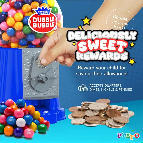 Vista 4 de Máquina de chicles para niños de 8.5" - Máquina de chicle que funciona con monedas y alcancía de juguete - Dispensador de máquina de dulces incluye
