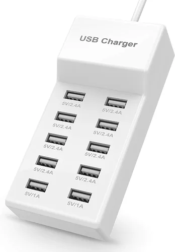 Vista 8 de Bloque de Cargador USB C Estación de Carga USB-C de 10 Puertos 6 Puertos USBC y 4 Puertos USB-A Total 50W Tira de Enchufes USB para Múltiples