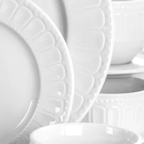 Vista 4 de Elama Charlotte - Vajilla de porcelana (20 piezas), color blanco