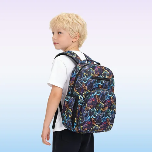 Vista 6 de abshoo Lindas mochilas ligeras para niños de 4 a 8 años de edad (coches negro)