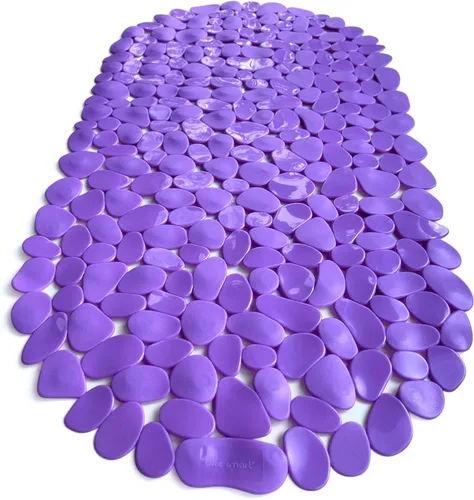 Vista 33 de Alfombra antideslizante para bañera y ducha "Pebbles" de 27 x 14 pulgadas, ovalada, no tóxica, segura, limpia, lavable a máquina, agarre y drenaje