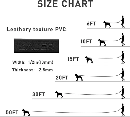 Vista 4 de ZALER Correa Larga para Perro Impermeable Correas de Entrenamiento 50ft 30ft 20ft 15ft 10ft 6ft, A Prueba de Olores Correa Larga de Llamada