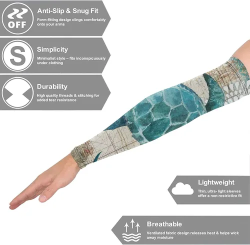 Vista 4 de Mangas de enfriamiento de limón acuarela protección solar UV para mujer mangas de brazo de golf 1 par