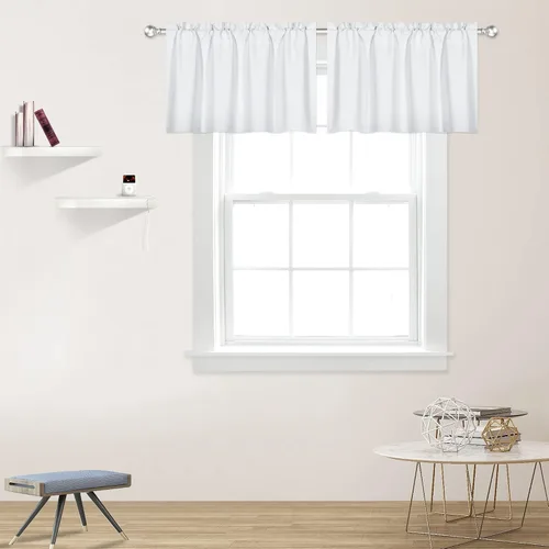 Vista 54 de DECOVSUN Cenefas Aqua para ventanas de cocina, con bolsillo para barra, opacas, con aislamiento térmico, 1 panel de 42 x 18 pulgadas