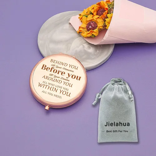 Vista 7 de Jielahua Regalos de despedida de compañera de trabajo para mujeres regalo de despedida para jefes amigos hermana espejo de maquillaje compacto