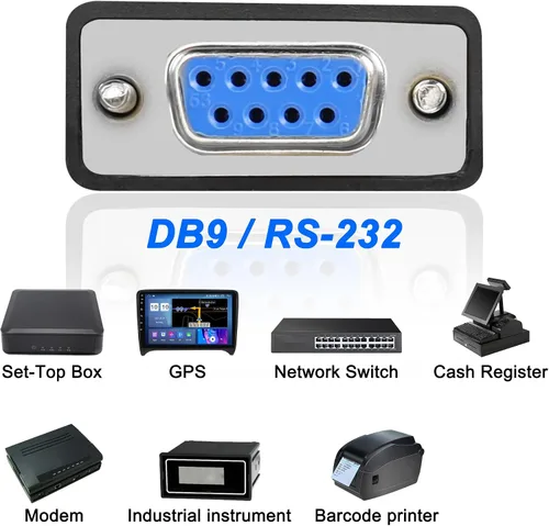 Vista 7 de MEIRIYFA Cable adaptador USB hembra a RS-232 DB9 hembra, USB 2.0 a Serial RS232 DB9 (9 pines) Cable convertidor para caja registradora, módem