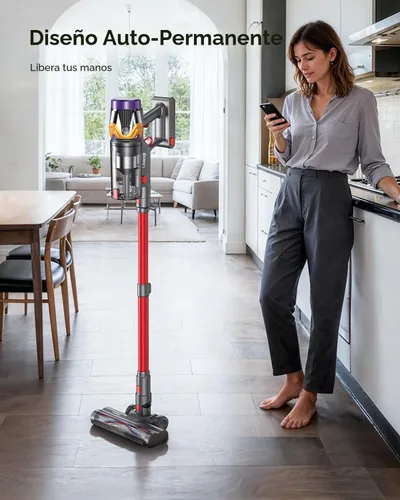 Vista 7 de Aspiradora inalámbrica, mejorada de 55 KPA, 650 W, 70 minutos, con modo huracán, autoportante, pantalla táctil, taza de polvo de 1.8 L, aspiradora