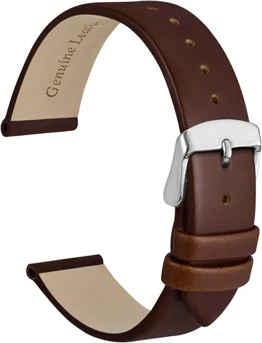 Vista 26 de WOCCI Correa de reloj elegante de 0.315 in de ancho, correa de repuesto de cuero genuino con hebilla dorada (negro)