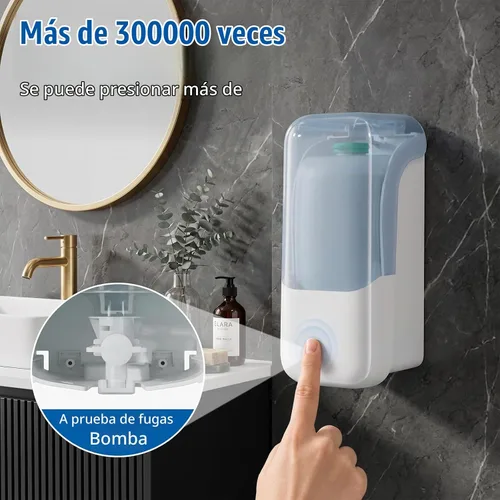 Vista 3 de Dispensador de jabón montado en la pared, 1000ml/33.8oz, ventana visible Blanco