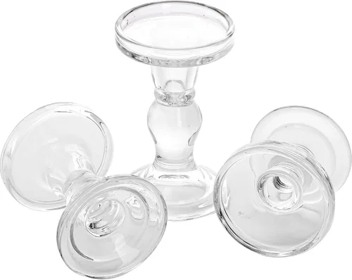 Vista 4 de Okllen Juego de 6 portavelas de cristal, candelabros de cristal transparente para mesa de comedor, centros de mesa de boda, sala de estar
