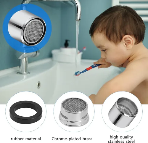 Vista 6 de 4 piezas de filtro de fregadero de baño aireador de grifo de cocina con carcasa de latón rosca hembra 55/64 pulgadas aireador para fregadero filtro