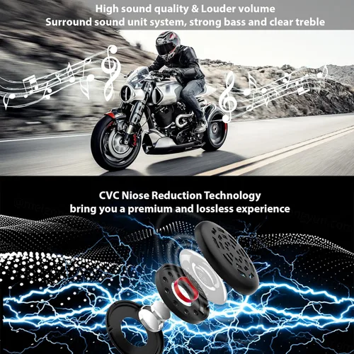 Vista 3 de FreedConn Auriculares Bluetooth KY para motocicleta, casco Bluetooth, intercomunicador, sistemas de comunicación de motocicleta con cancelación