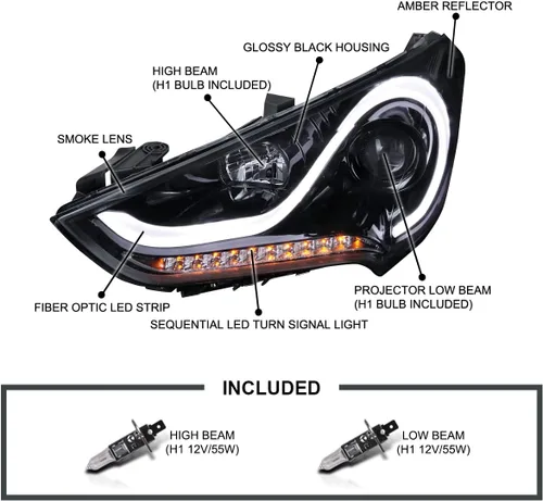Vista 10 de SPEC-D TUNING - Faros delanteros LED de humo negro brillante