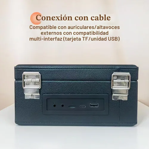 Vista 5 de Reproductor de CD portátil con Bluetooth 5.2, batería recargable y altavoces integrados, diseño de maleta retro de alta fidelidad para decoración