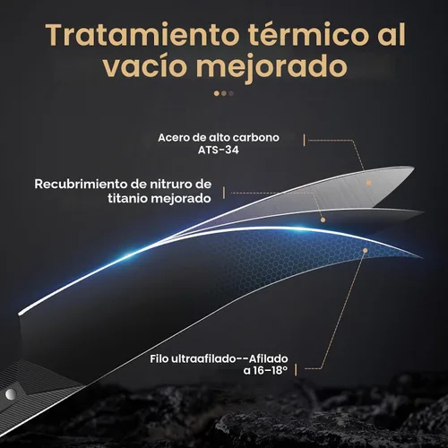 Vista 3 de Huusk Cuchillo de chef de 8 pulgadas, cuchillos de cocina Gyuto de acero Negro